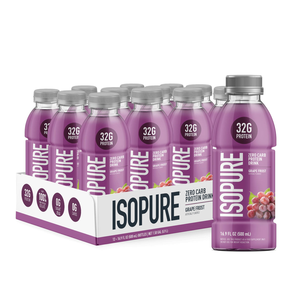 Isopure Zero Carb Clear Protein Drink, Apple Melon 12 Count