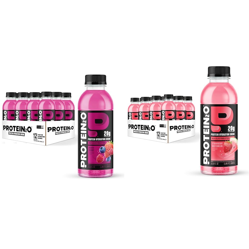 Protein2o Hydration Drink - 2-in-1 Liquid Clear Whey Protein Isolate and Electrolyte Drink - 20g Protein, Vitamins B5, B6 - Post-Workout Recovery - 16.9 Fl Oz - 12 Count Orange Mango
