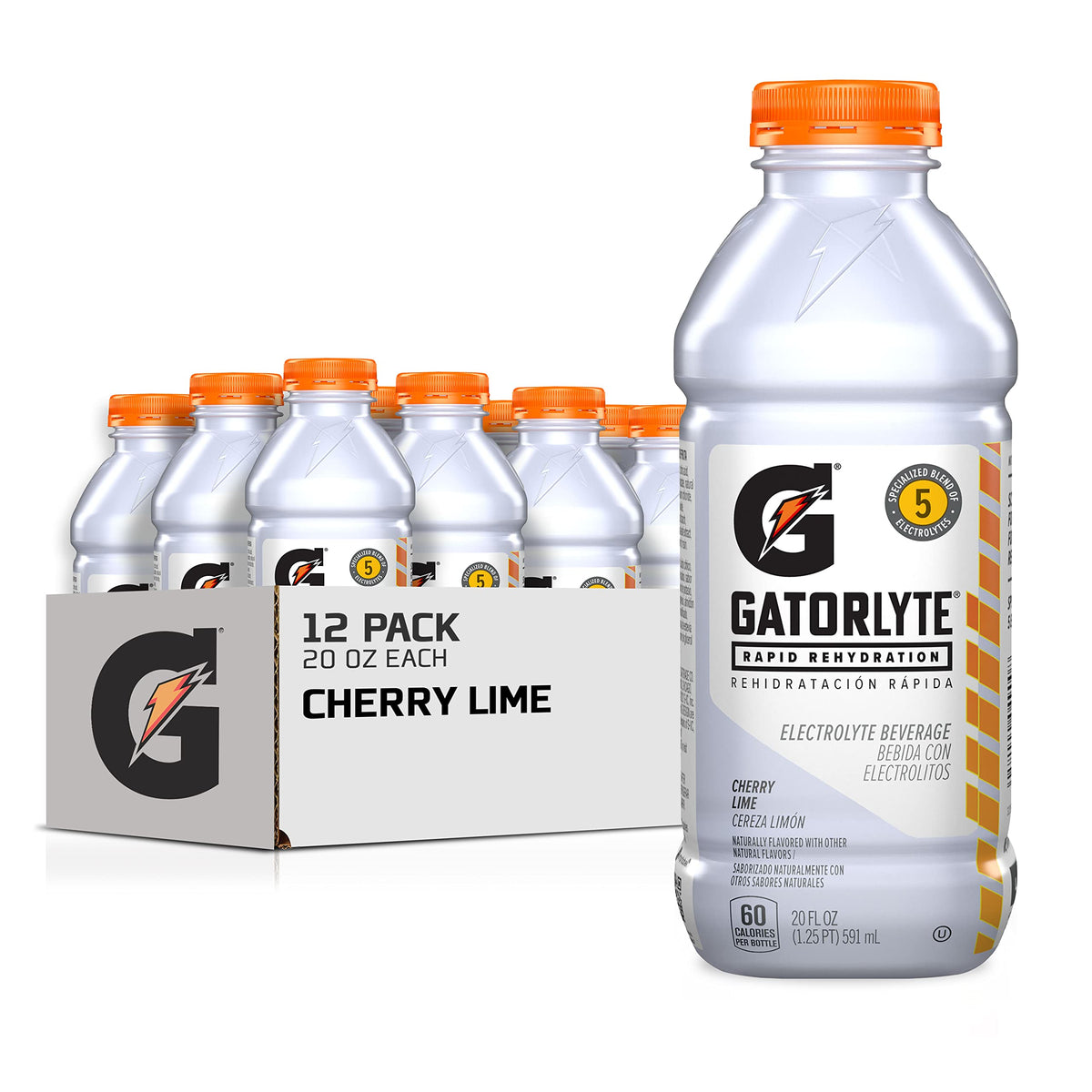 Gatorlyte Rapid Rehydration Electrolyte Drink, Mixed Berry, 20 fl oz Bottles (12 Pack), Specialized Blend of 5 Electrolytes, Lower Sugar, No Artificial Sweeteners, No Artificial Flavors, Gatorade, Hydration