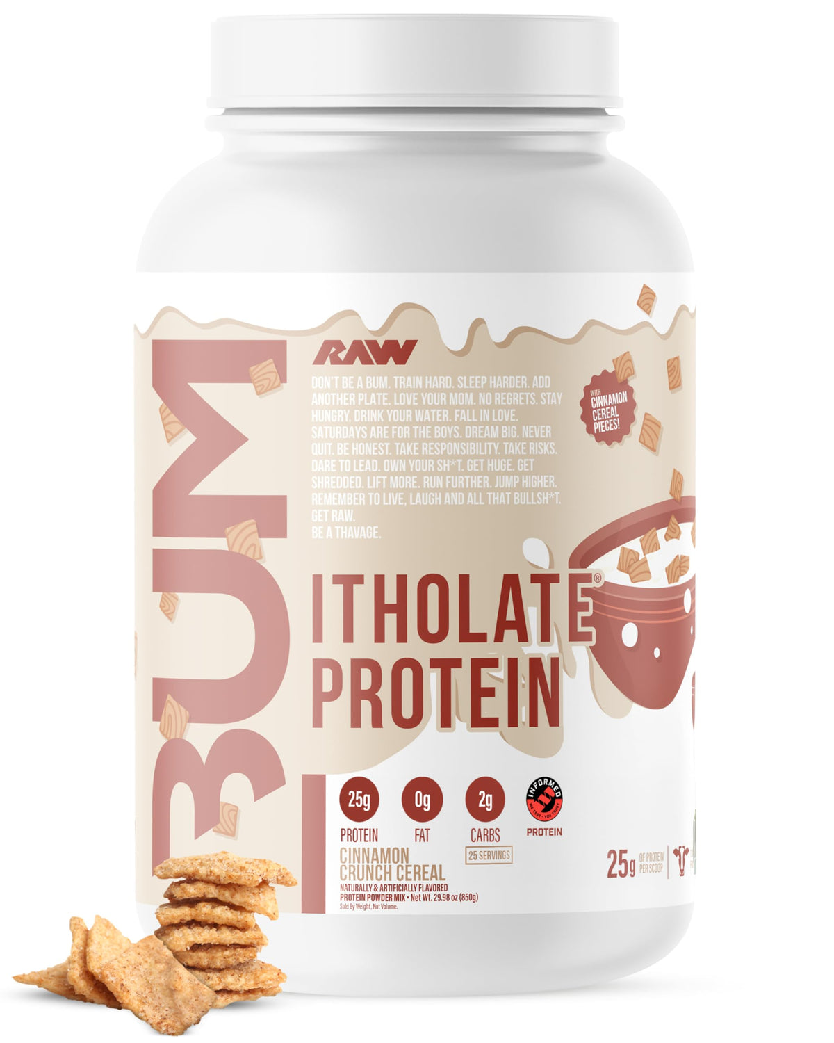 RAW Whey Isolate Protein Powder, Vanilla Oatmeal Cookie (CBUM Itholate Protein) - 100% Grass-Fed Sports Nutrition for Muscle Growth & Recovery - Low-Fat, Low Carb, Naturally Flavored - 25 Servings