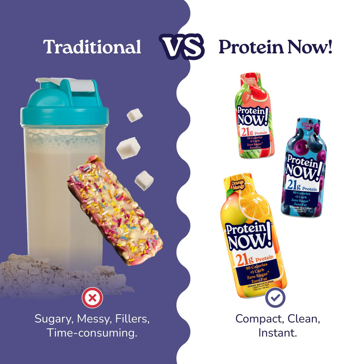 Protein Now Liquid 3 oz. Protein Shot By NutraBio– 21g Protein, 0 Carbs, 0 Fat, GLP-1 Support, Ready-to-Drink, No Refrigeration, Whey & Collagen Protein for Hair, Skin & Nails, Liquid Protein On-the-Go Nutrition- Strawberry Watermelon