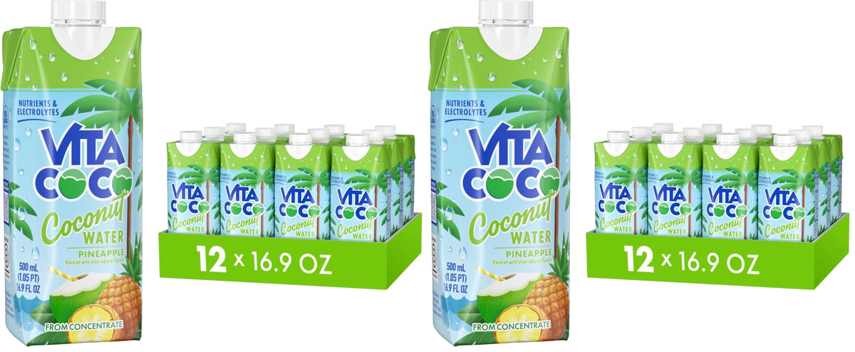 Vita Coco Coconut Water, Pineapple, 16.9 Oz (Pack of 12)