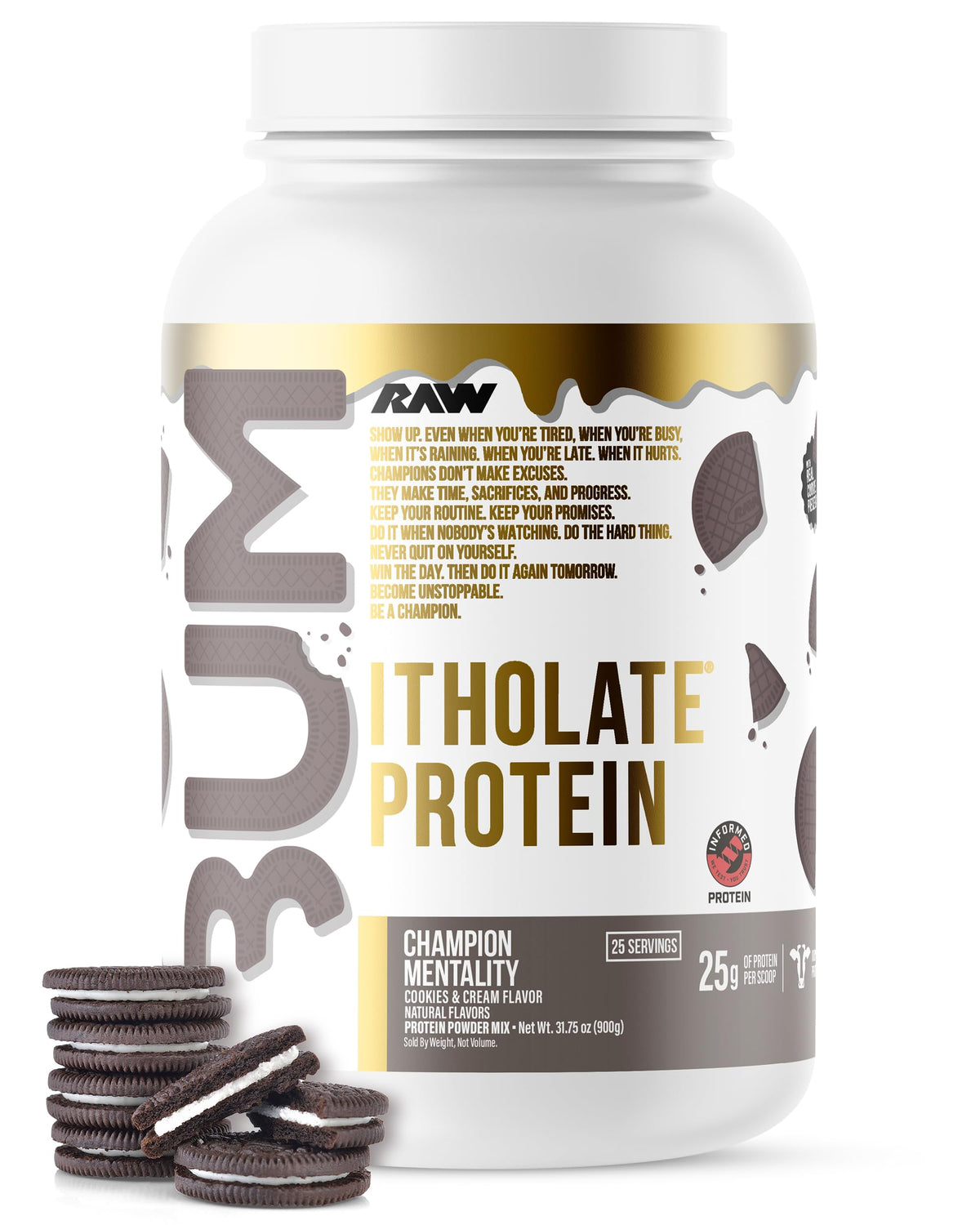 RAW Whey Isolate Protein Powder, Vanilla Oatmeal Cookie (CBUM Itholate Protein) - 100% Grass-Fed Sports Nutrition for Muscle Growth & Recovery - Low-Fat, Low Carb, Naturally Flavored - 25 Servings