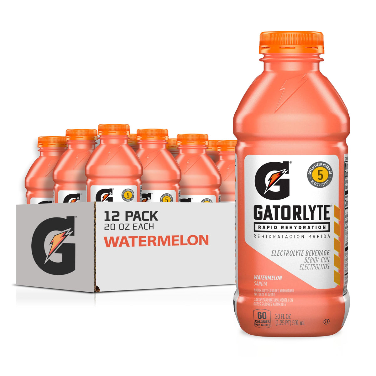 Gatorlyte Rapid Rehydration Electrolyte Drink, Mixed Berry, 20 fl oz Bottles (12 Pack), Specialized Blend of 5 Electrolytes, Lower Sugar, No Artificial Sweeteners, No Artificial Flavors, Gatorade, Hydration
