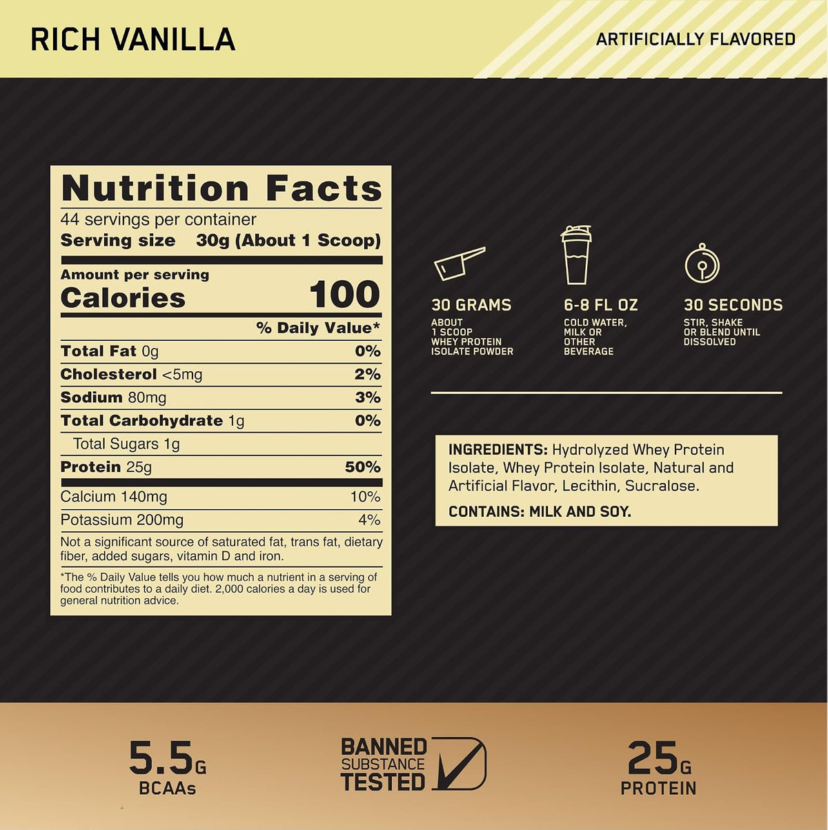 Optimum Nutrition Gold Standard Isolate Protein Powder, Rich Vanilla, 3 LB