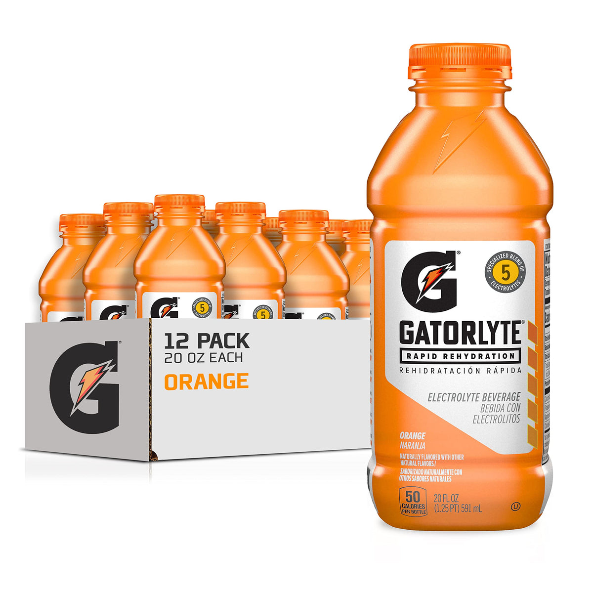Gatorlyte Rapid Rehydration Electrolyte Drink, Mixed Berry, 20 fl oz Bottles (12 Pack), Specialized Blend of 5 Electrolytes, Lower Sugar, No Artificial Sweeteners, No Artificial Flavors, Gatorade, Hydration