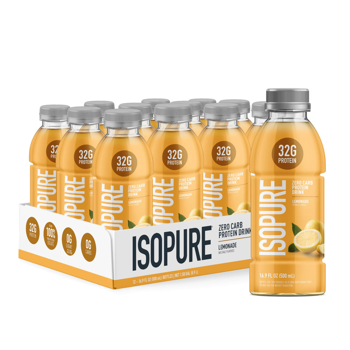 Isopure Zero Carb Clear Protein Drink, Apple Melon 12 Count