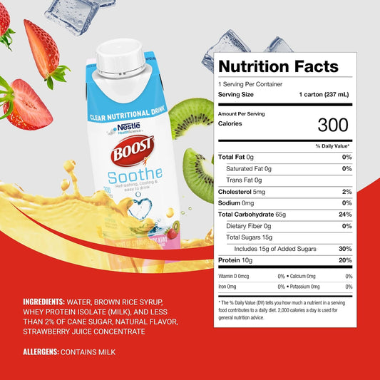 BOOST Soothe Clear Nutritional Drink, Hint of Strawberry Kiwi Flavor, 24 pk