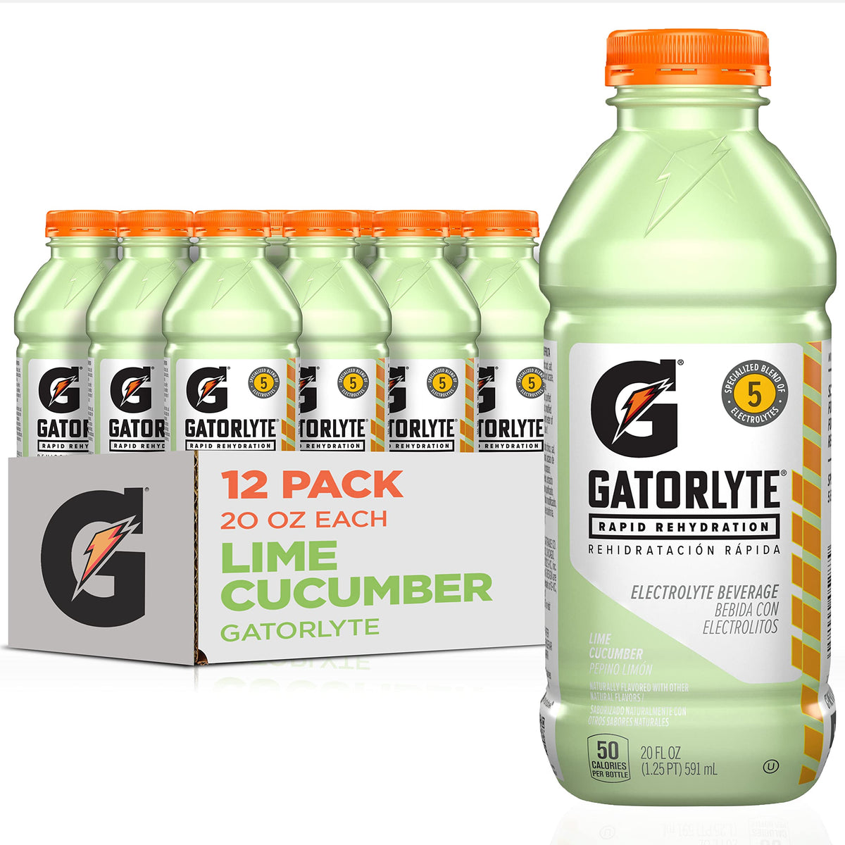 Gatorlyte Rapid Rehydration Electrolyte Drink, Mixed Berry, 20 fl oz Bottles (12 Pack), Specialized Blend of 5 Electrolytes, Lower Sugar, No Artificial Sweeteners, No Artificial Flavors, Gatorade, Hydration