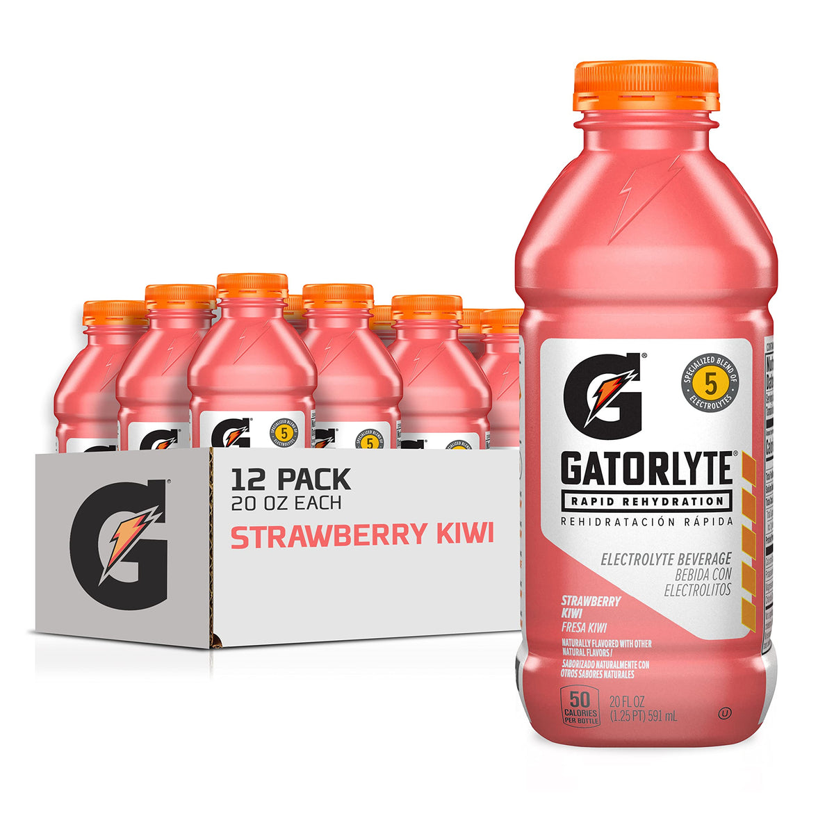 Gatorlyte Rapid Rehydration Electrolyte Drink, Mixed Berry, 20 fl oz Bottles (12 Pack), Specialized Blend of 5 Electrolytes, Lower Sugar, No Artificial Sweeteners, No Artificial Flavors, Gatorade, Hydration