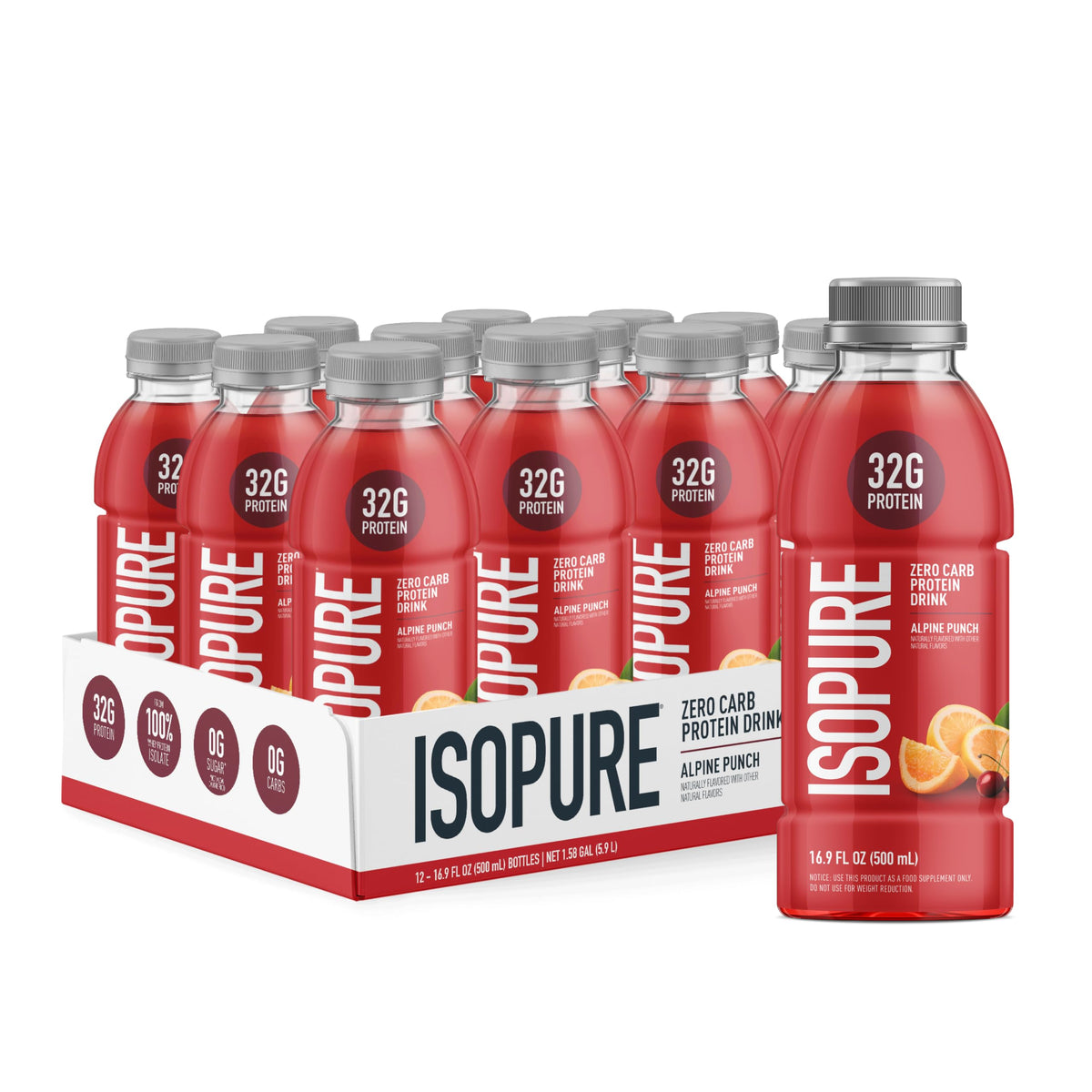 Isopure Zero Carb Clear Protein Drink, Apple Melon 12 Count