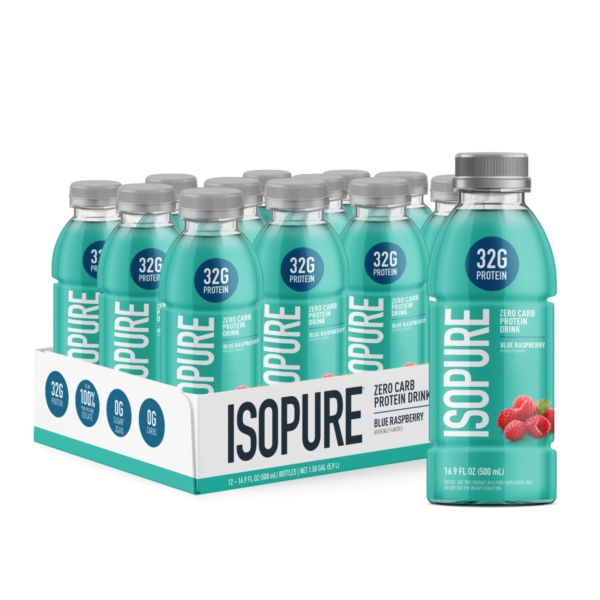 Isopure Zero Carb Clear Protein Drink, Apple Melon 12 Count