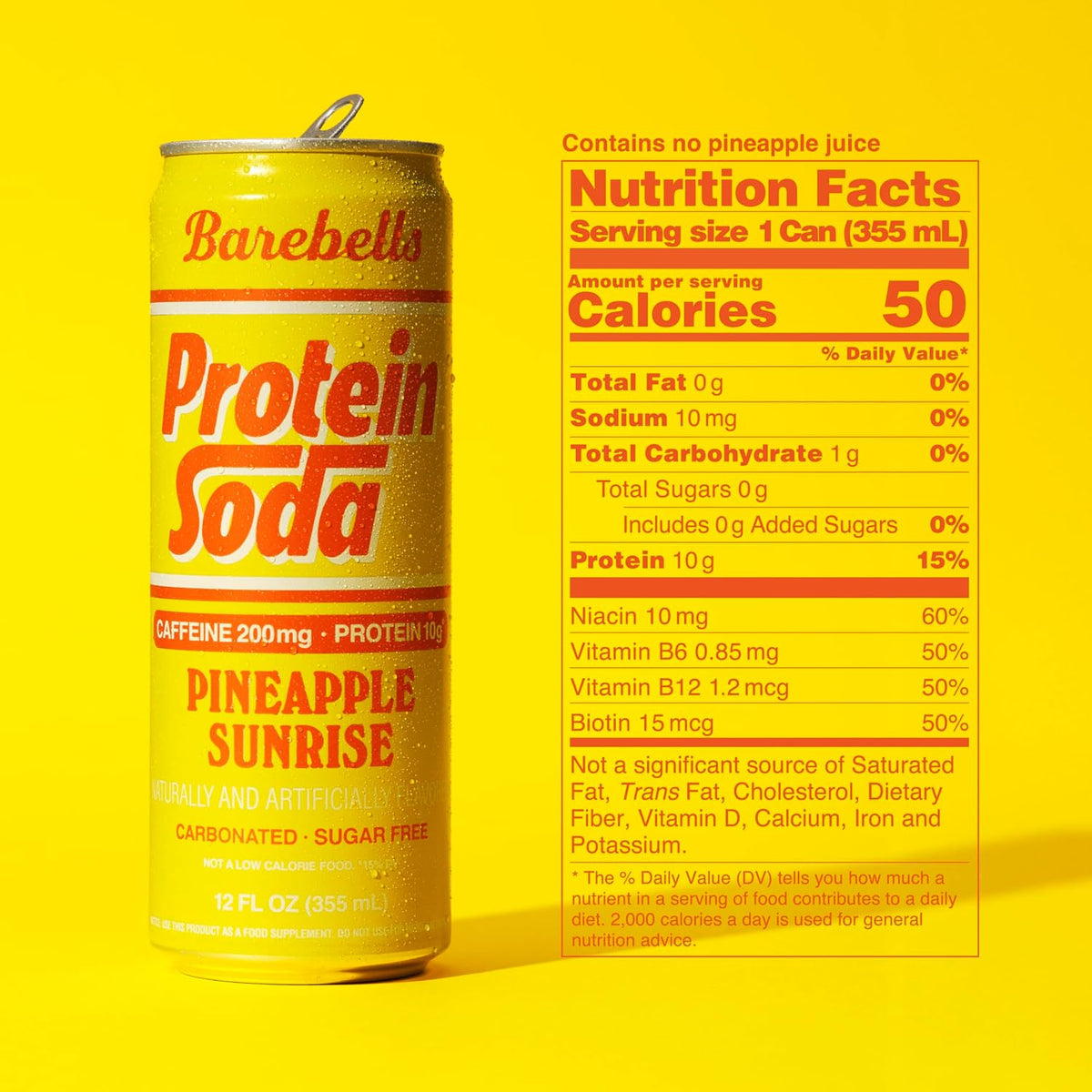 Barebells Protein Soda Pineapple Sunrise, 12 fl oz, 12-Pack