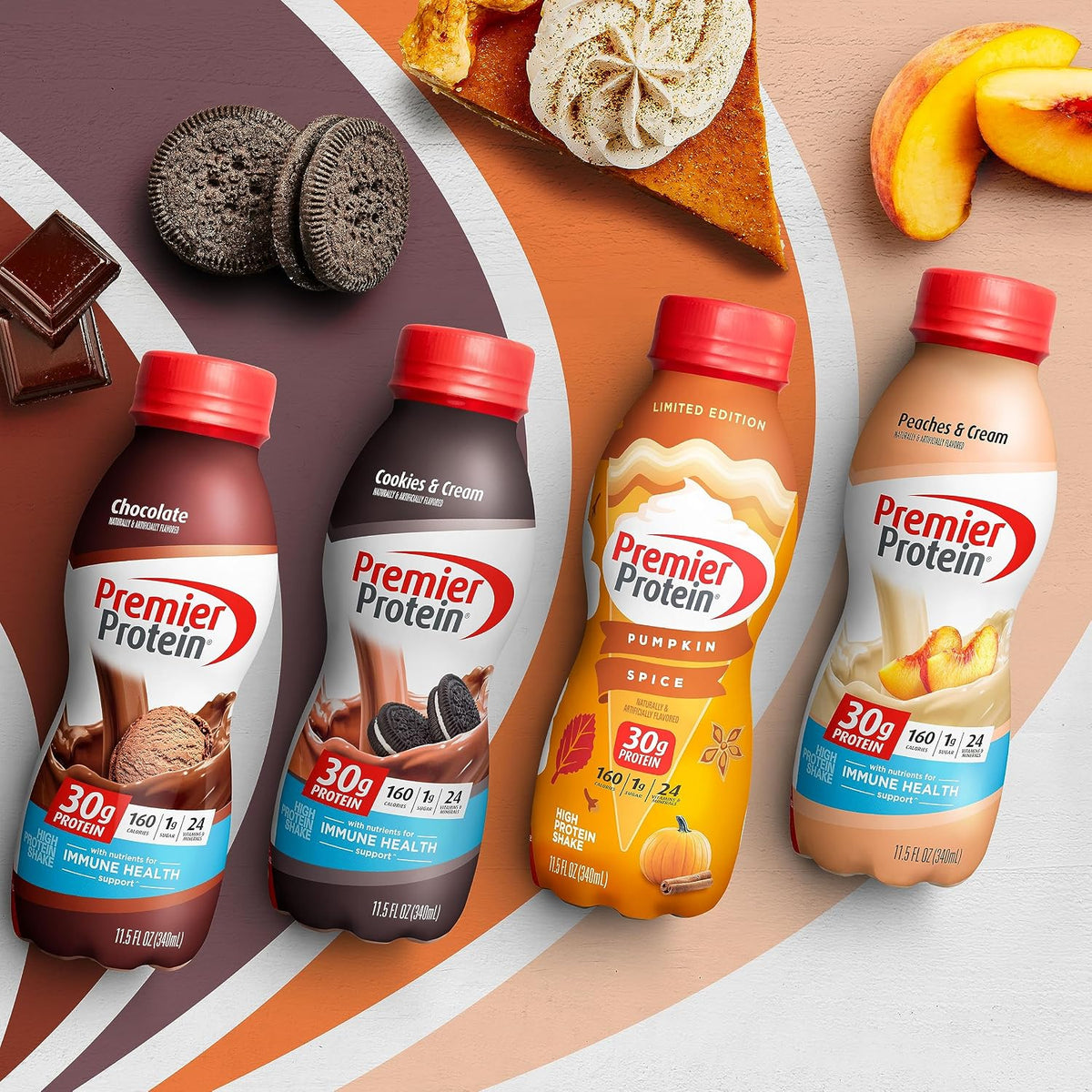 Premier Protein Shake Limited Edition 30g 1g Sugar 24 Vitamins Minerals Nutrients, Pumpkin Spice, 11.5 Fl Oz (Pack of 12) Artwork Case - Packaging May Vary