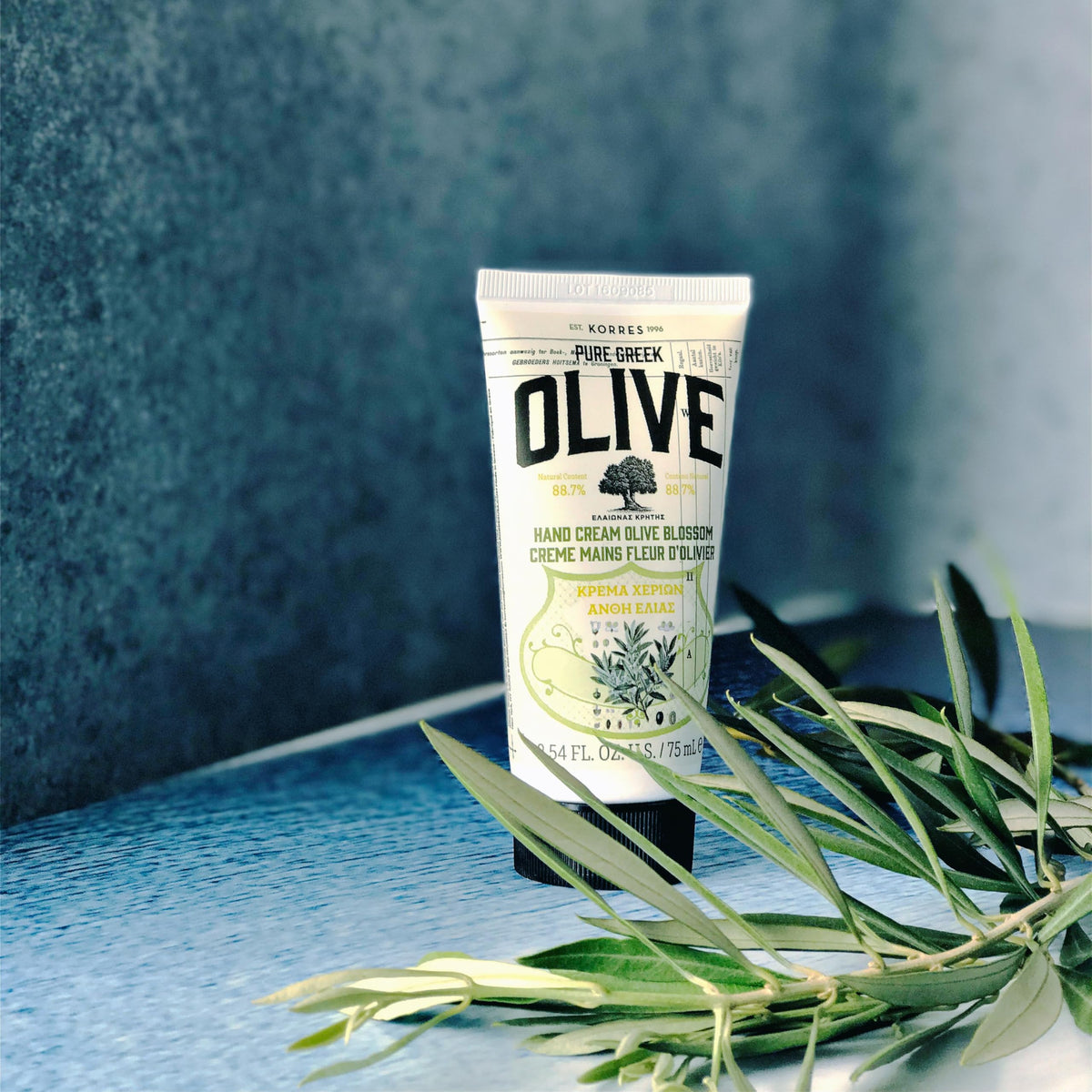 KORRES Olive Hand Cream, Nourishing and Hydrating Moisturizer with Greek Olive Oil and Antioxidants, For Soft Smooth Skin and Dry Hands, Vegan Skin Care for Women & Men, 2.54 Fl Oz
